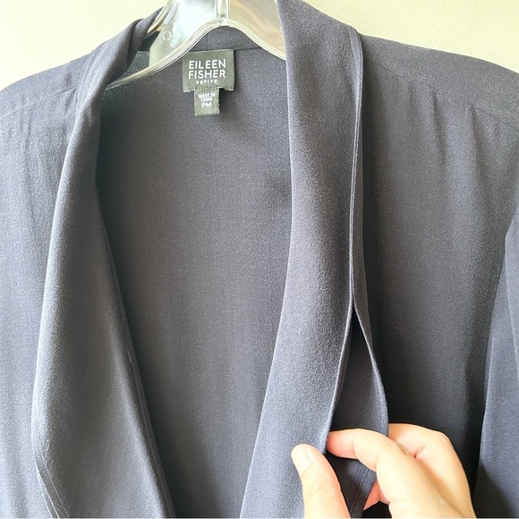Eileen Fisher silk drape shawl collar blazer - Picture 5 of 10